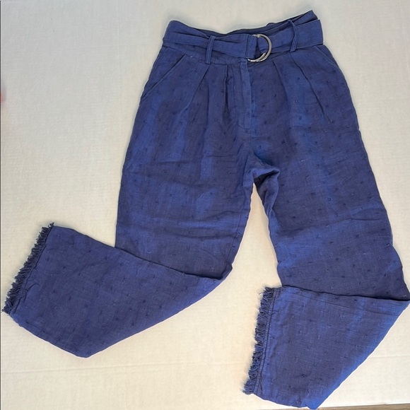 TULAROSA LINEN WOMEN’S RAW HEM PANTS BLUE XS - Picture 1 of 16